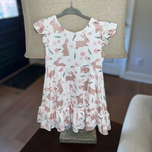Marie Nicole Pink Bunny Print Dress - 18/24 mo